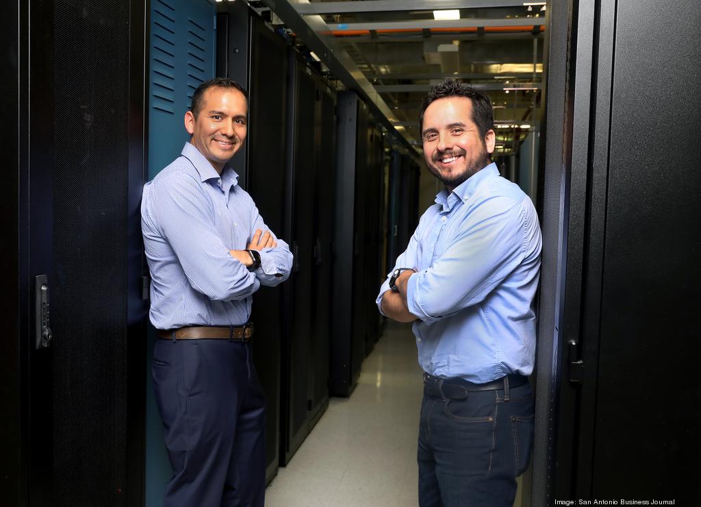 Javier and Manuel Oblitas inside VND's data center, San Antonio Business Journal feature, June 2018