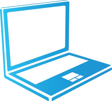 flat design photo of a laptop in blue