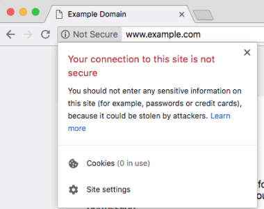 not secure website example. no ssl example